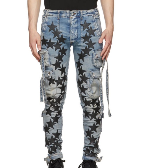 AMIRI Blue Chemist Star Tactical Cargo Pants - Picture 1 of 16